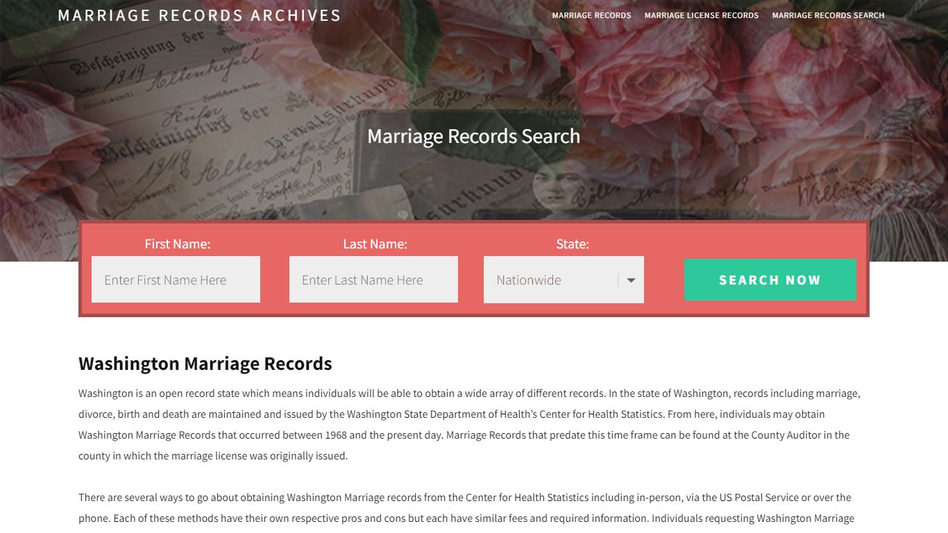 Washington Marriage Records | Enter Name and Search | 14 Days Free